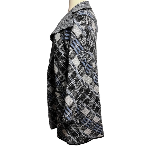 Joseph A. NWT Draped Open Cardigan ~ Blue & Gray Plaid ~ 2X - Picture 6 of 11